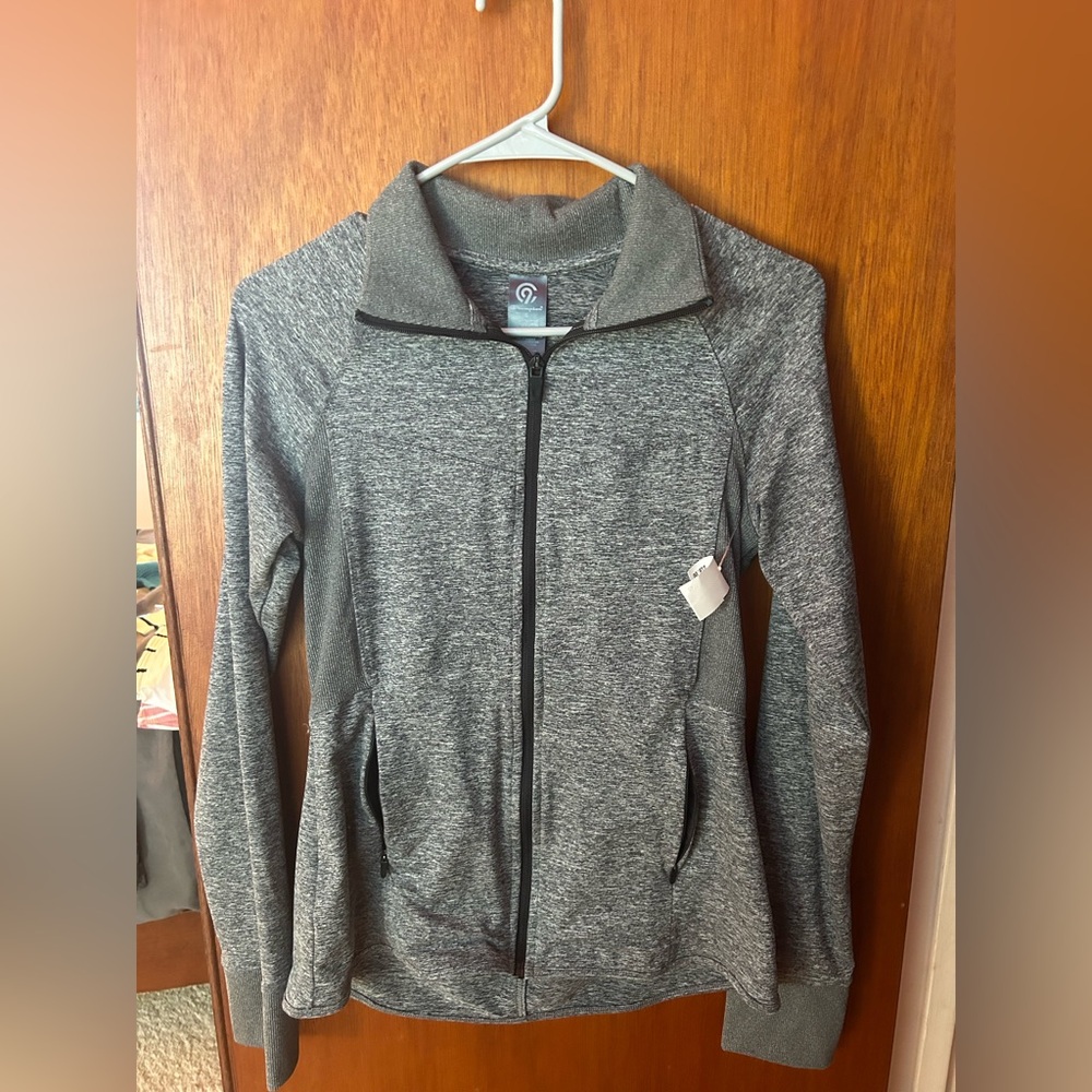 Champion gray slim fitting jacket, full zip, size small